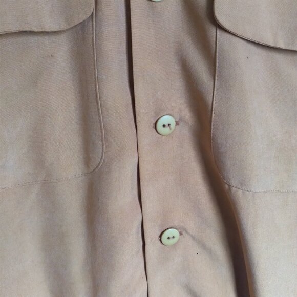 Spenser Jeremy Silk Long-Sleeve Gold Camp Shirt Blouse Size P - Picture 4 of 7